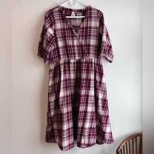 Pact organic cotton flannel plaid wrap dress
